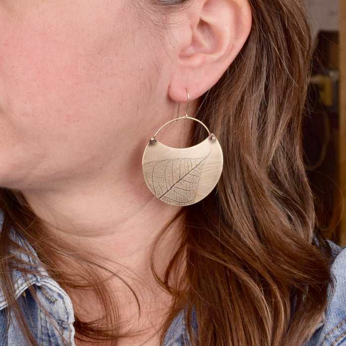 Turning Leaf Crescent Earrings
