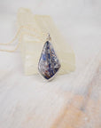 Blue Plume Agate Doublet Necklace | Copper Inclusions | One of a Kind Gemstone Pendant | Handmade Sterling Silver