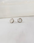 Dreamer Studs, One of a Kind Rainbow Moonstone, Sterling Silver