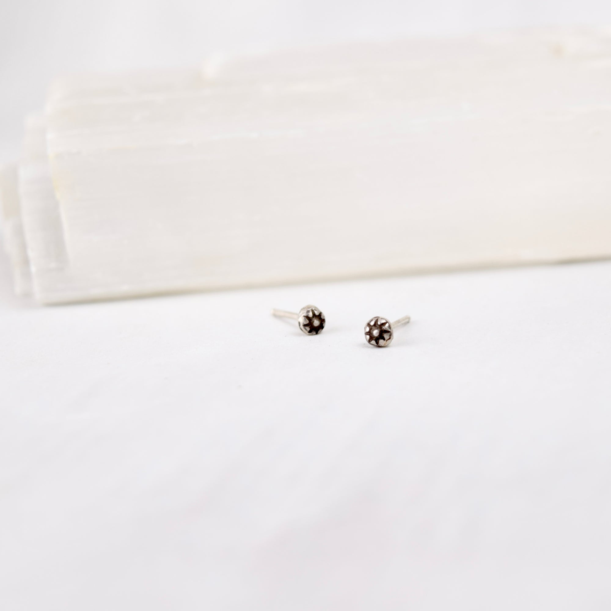 Seed Pod studs, Sterling silver micro studs