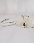 Ruby Pendant Necklace, Ombre Tourmaline Beaded Strand, Sterling Silver One-of-a-Kind Gemstone Necklace, Silk-Strung, 18"
