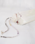 Ruby Pendant Necklace, Ombre Tourmaline Beaded Strand, Sterling Silver One-of-a-Kind Gemstone Necklace, Silk-Strung, 18"