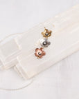 Canyon Trail Choker, Mixed Metal Three Blossom Chain, Sterling Silver, Copper & Brass, 16"