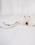 Ruby Pendant Necklace, Ombre Tourmaline Beaded Strand, Sterling Silver One-of-a-Kind Gemstone Necklace, Silk-Strung, 18"