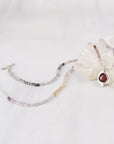 Ruby Pendant Necklace, Ombre Tourmaline Beaded Strand, Sterling Silver One-of-a-Kind Gemstone Necklace, Silk-Strung, 18"