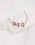 Canyon Trail Bracelet, Mixed Metal Three Blossom Chain, Sterling Silver, Copper & Brass