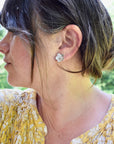 Canyon Blossom Studs, Five Petal Flower Earrings, Sterling Silver or Brass