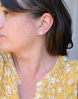 Canyon Blossom Studs, Five Petal Flower Earrings, Sterling Silver or Brass
