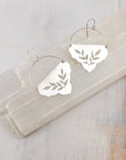 Wild Devotion Earrings, Sterling Silver Triangle Botanical Cutout Dangle