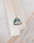 Aqua Plume Agate Doublet Necklace | One of a Kind Gemstone Pendant | Handmade Sterling Silver on Sterling Chain