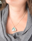 Aqua Plume Agate Doublet Necklace | One of a Kind Gemstone Pendant | Handmade Sterling Silver on Sterling Chain