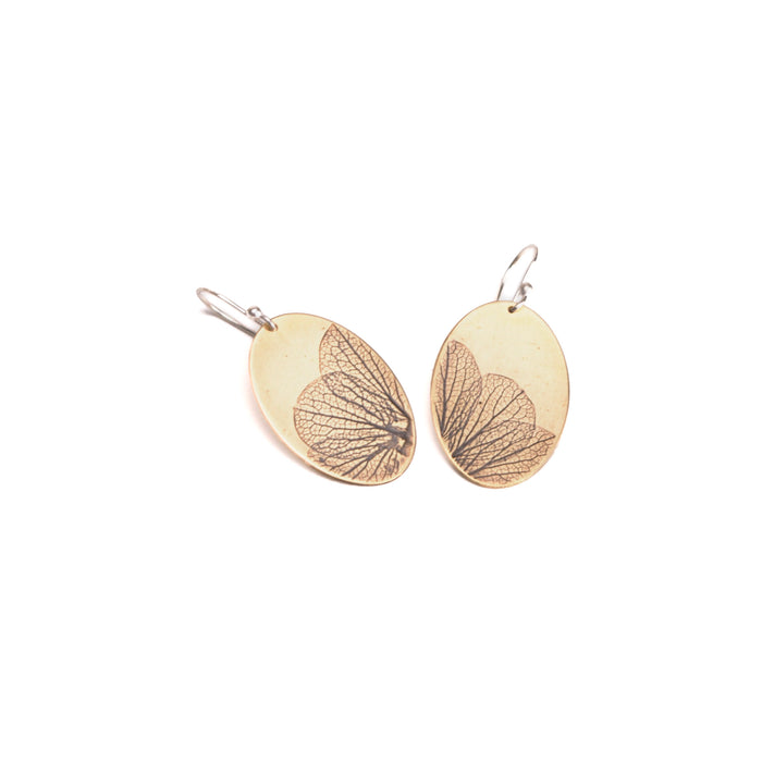 Pressed Hydrangea Ovals| Hydrangea Flower Impression Earrings| Botanical IMpression Jewelry