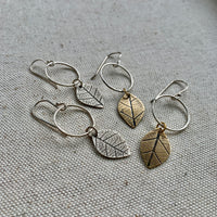 Leaf Moon Earring: Sterling Silver or Brass