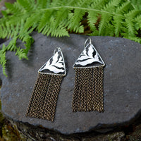 Fern Duster Earrings- Sterling Silver and Brass