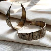 Leaf Hoops: Brass or Sterling Silver