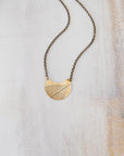 Crescent Leaf Necklace, Sterling Silver or Brass Botanical Pendant, Handmade Nature Jewelry
