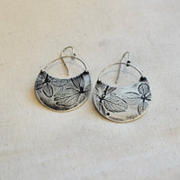 Hydrangea Crescent Earring: Sterling Silver or Brass