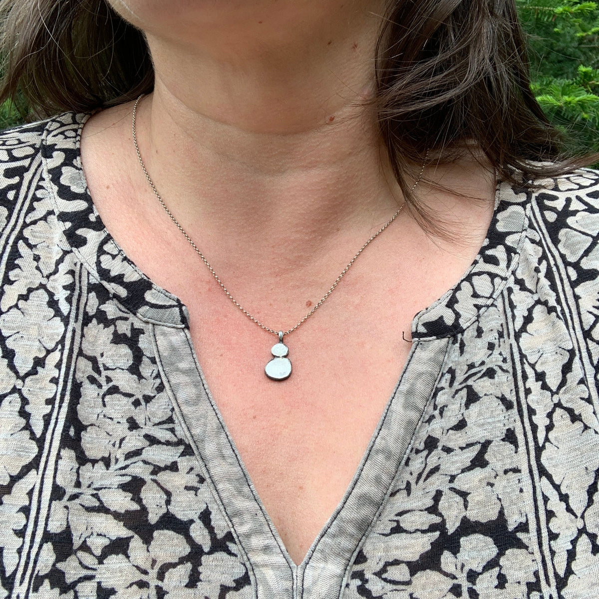 Double Silver Nugget Necklace