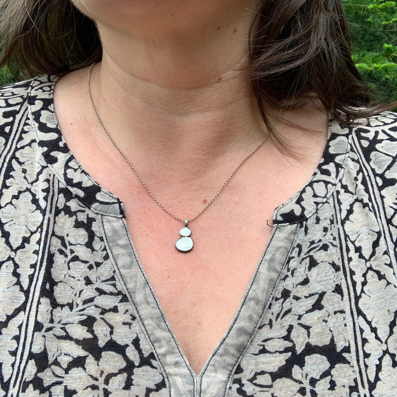 Double Silver Nugget Necklace