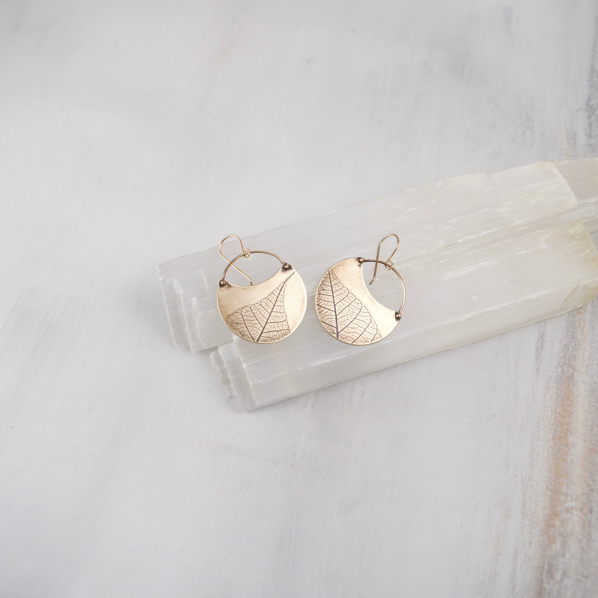 Turning Leaf Crescent Earrings