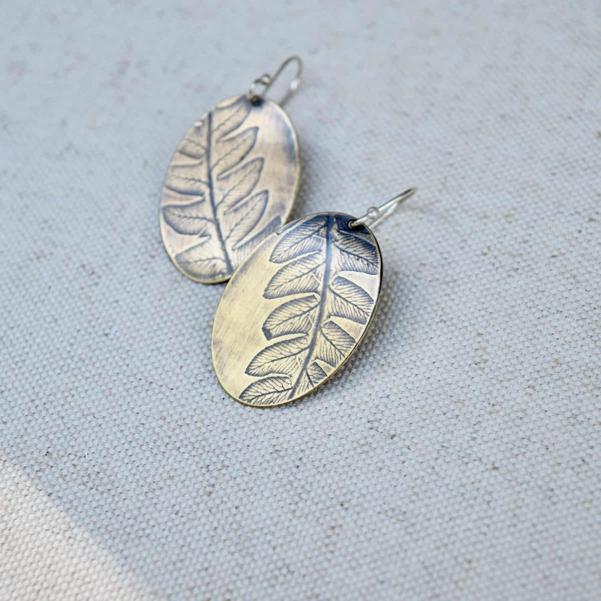 Fern Ovals : Brass or Sterling Silver