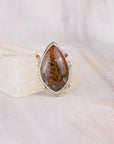 Azrou Moroccan Plume Agate Teardrop Necklace | Rust and Brown Gemstone Pendant | Suspended on Sterling Silver Chain | One of a Kind | Handmade