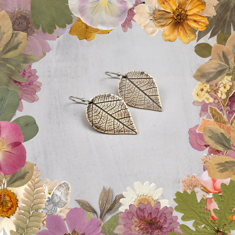 Pressed Leaf Dangle Earrings