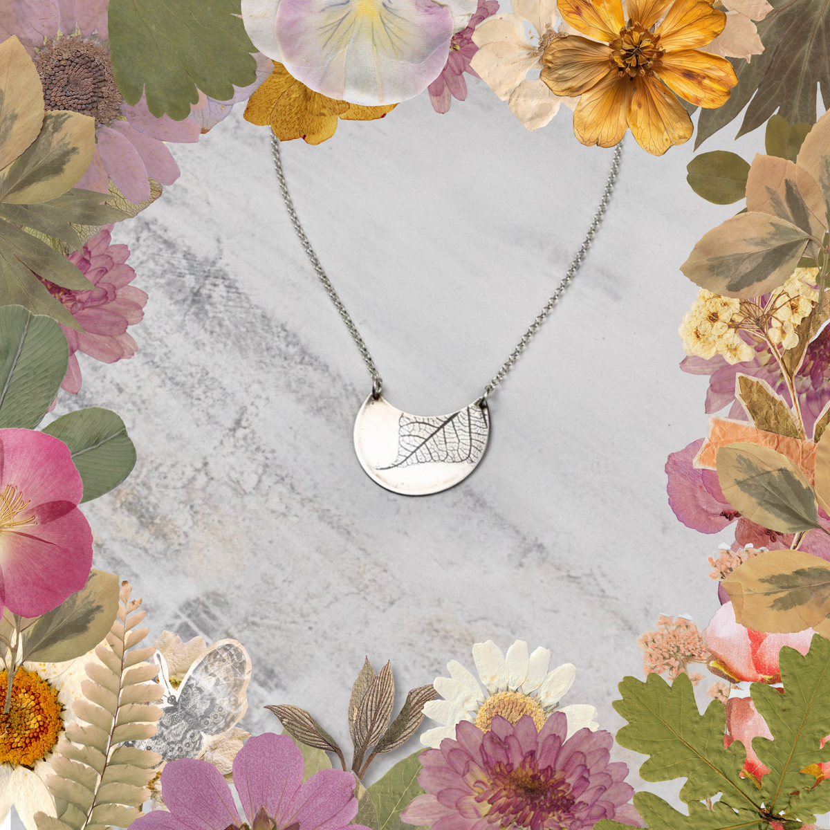 Turning Leaf Crescent Necklace