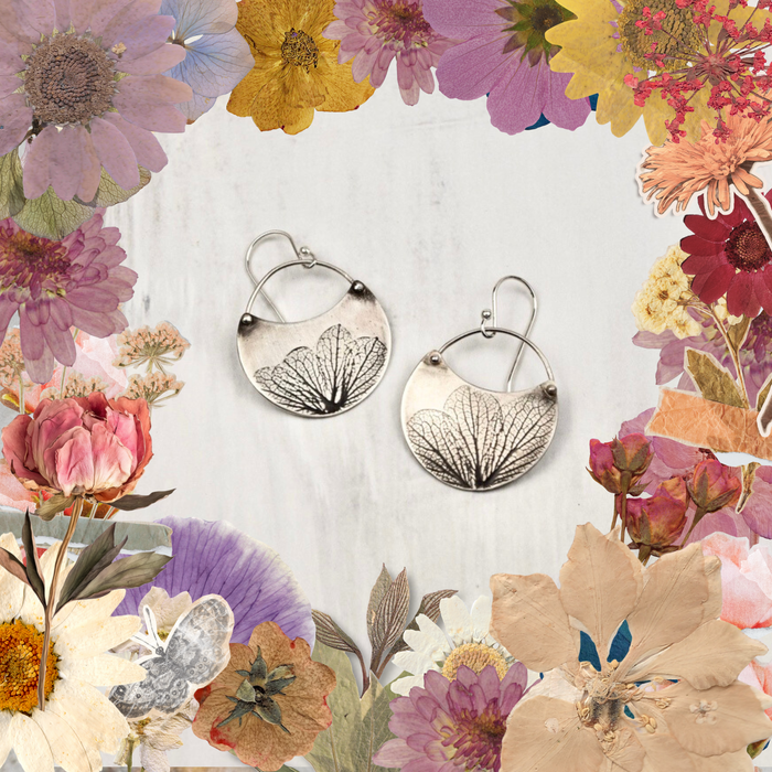 Hydrangea Bloom Crescent Earring