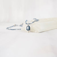 3mm aquamarine beads strung on silk, 18 inch necklace with sterling silver toggle clasp