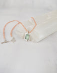 AAA grade sunstone rondelle beads strung on silk, 18 inch necklace with sterling silver toggle clasp